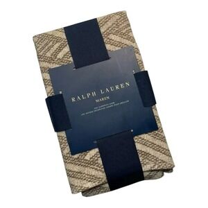 Ralph Lauren Maren Damian Euro Sham Pair Two Linen Tan Brown Chevron NWT $430